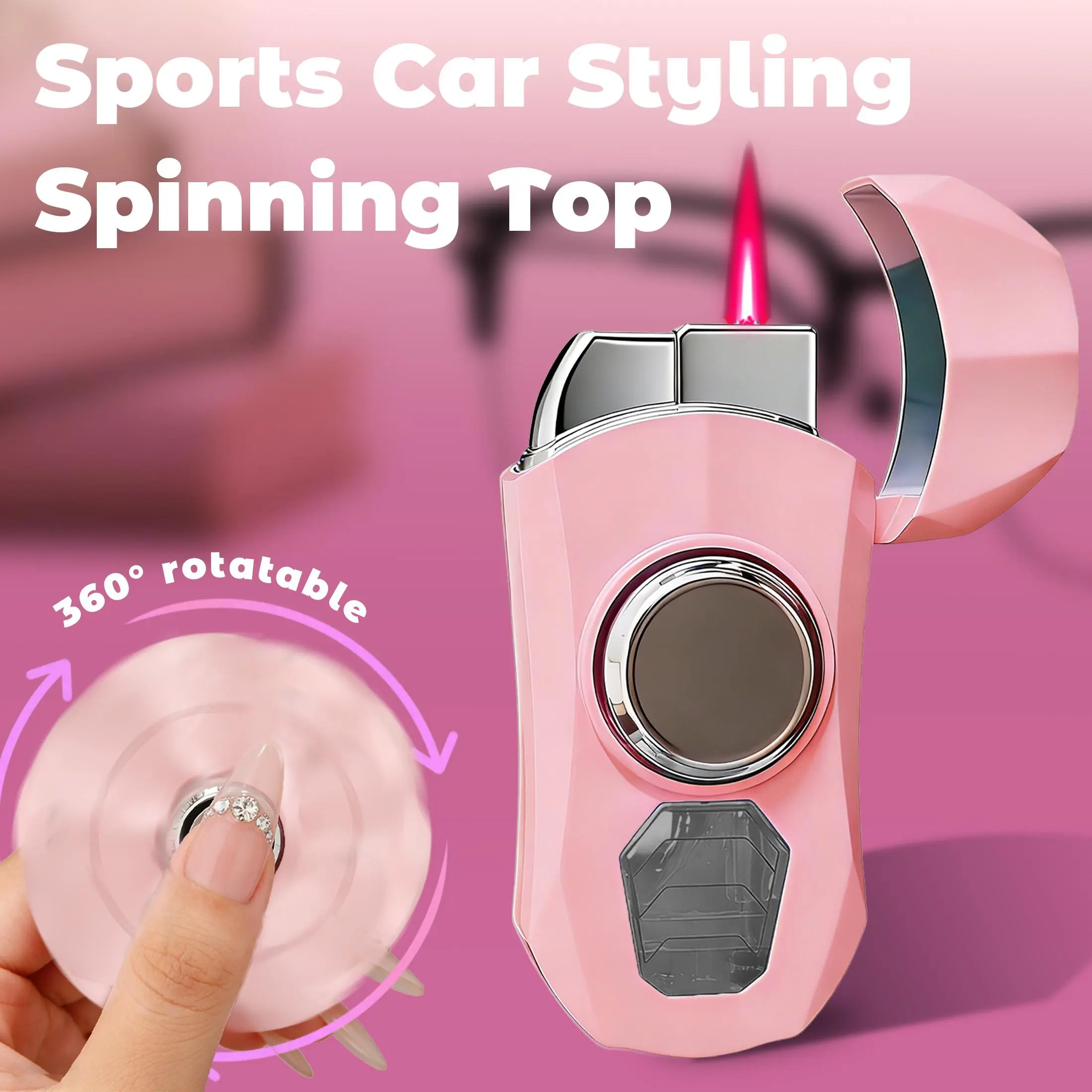(Without Gas)Pink Sports Car Design Fidget Toy & Aromatherapy Accessory 2-in-1, Transparent Window, Alloy Body, Rotatable, Adjustable, with Gift Box & Stickers for Women, Party, Home, Travel
