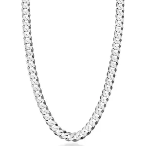 Solid 925 Sterling Silver Italian 7mm Diamond Cut Cuban Link Curb Chain Necklace for Men Women