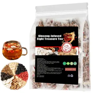 30bags Ginseng-Infused Eight Treasure Tea, Kidney Tea Formula Ginseng eight Treasure Teas for Women & Men, Nnatural Ingredients Sweet Taste and Aroma150g（5g*30pcs)