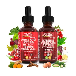 Clean Nutra CardioMetabolic Duo | For Circulation & Blood Sugar Support Liquid Drops [Vascu Glow & Gluco Gone]