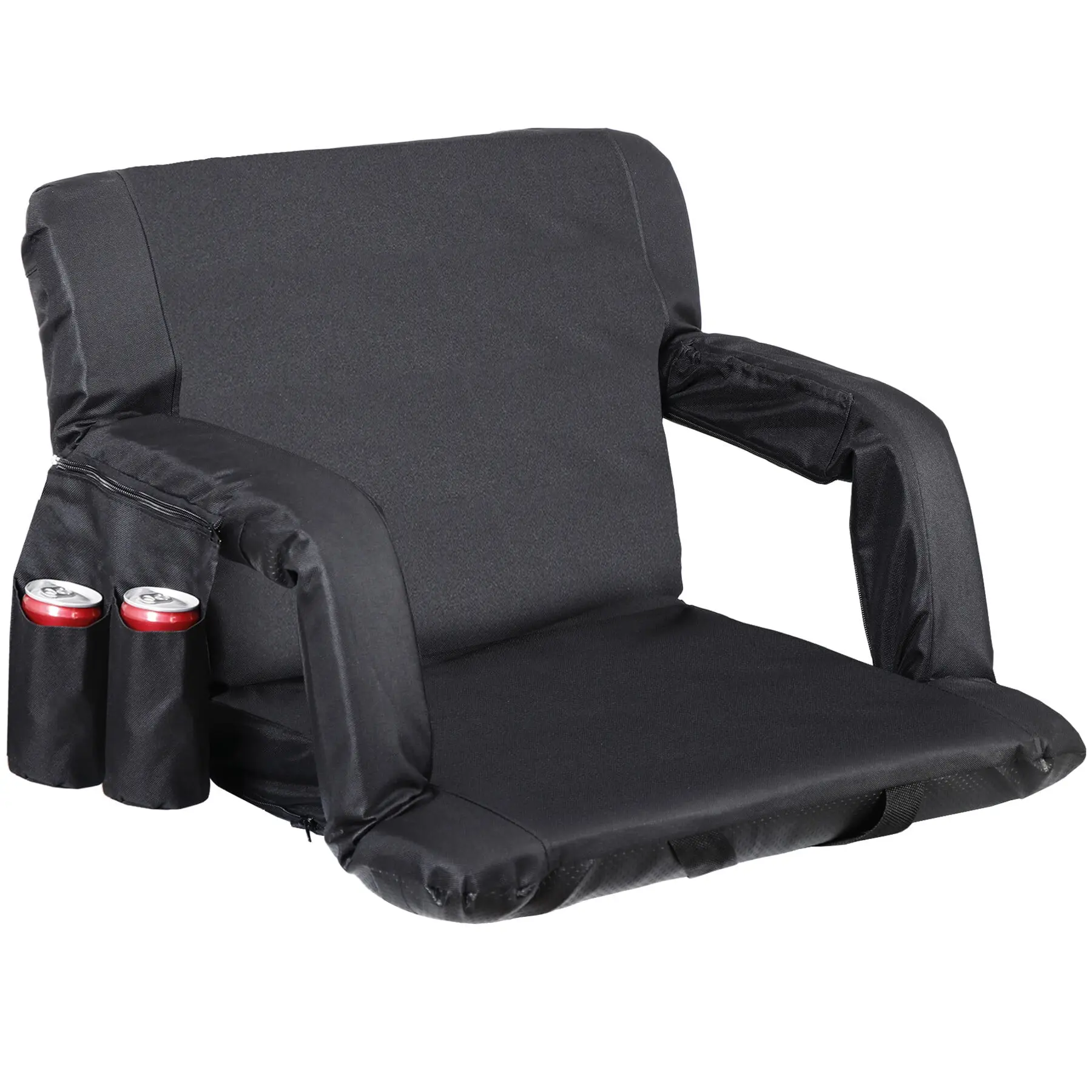 Segawe Stadium Seat, Wide Folding Polyester Campchair with Back Support & 6 Reclining Positions, Waterproof Bleacher Seating for Sports & Camping, Folding Lawn Chairs