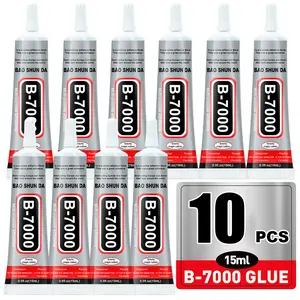 10pcs B-7000 Multi-Purpose Glue 15ML All Purpose Superglue Strong Adhesion special glue for jewelry setting. Bonds crafts and is suitable for nail art bonding, fabric, jewelry making, wood, glass repair, etc.