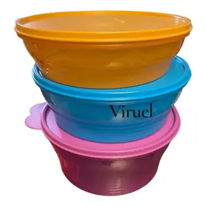 Tazones Classic 1.9L/1.4L/1L - Stackable Plastic Bowls with Lids in Vibrant Colors for Kitchen Use