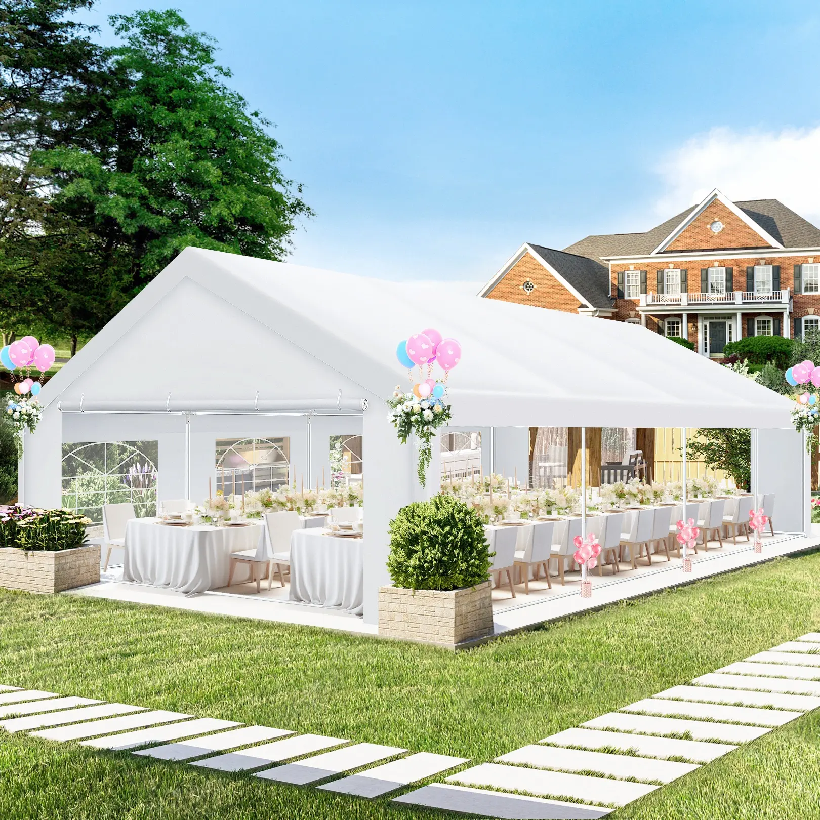 COBIZI 20'x30 'Party Tent Heavy Duty Tent - with 6 Removable Side Walls, Suitable for Wedding Parties, Outdoor Events, UV Protection and Waterproof