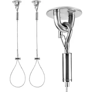 2 Packs 60'' Adjustable Closet Rod Ceiling Support Bracket, Stainless Steel Heavy Duty Wardrobe Pipe Rod Holder Prevents Sagging