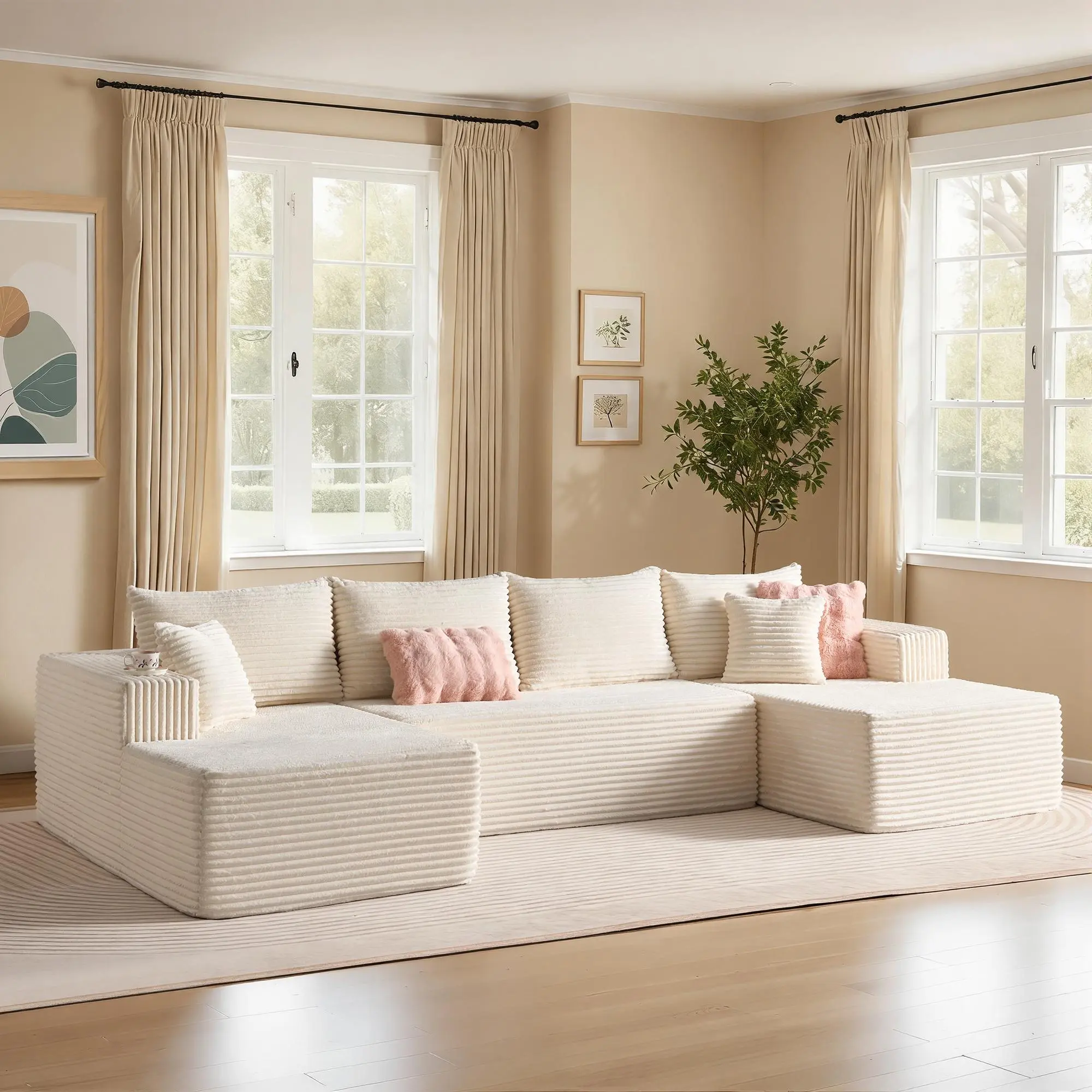 135" White U Shaped with 2*Chaise 2