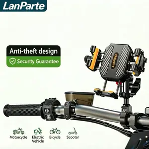 Lanparte LPT01 Mini Motorcycle Phone Mount Military-grade Shockproof Vibration-resistant Anti-theft One-handed Operation 5.2-7.2 Inch Compatible All-terrain Non-slip Grip Protective Cellphone Stand Smartphone