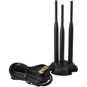 2.4GHz 5GHz Dual Band WiFi Antenna, 3 RP-SMA Connector WiFi 6 Antenna  Base for PC Desktop Computer, PCIe Network Card,  Router, Mobile Hotspot