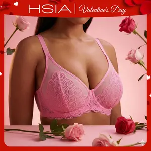 HSIA Mermaid Scales Sexy Lace Plus Size Unlined Underwire Non-padded Full Coverage Minimizer Bra with Back Smoothingfor Women Large Bust