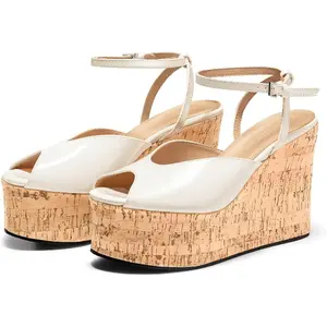 Coutgo Women's Platform Wedge Peep Toe Sandals