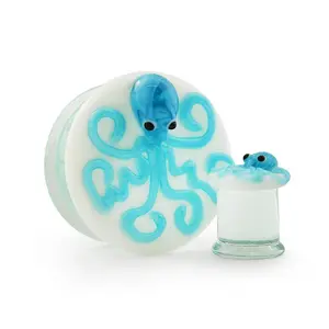 Blue Octopus Glass Plugs