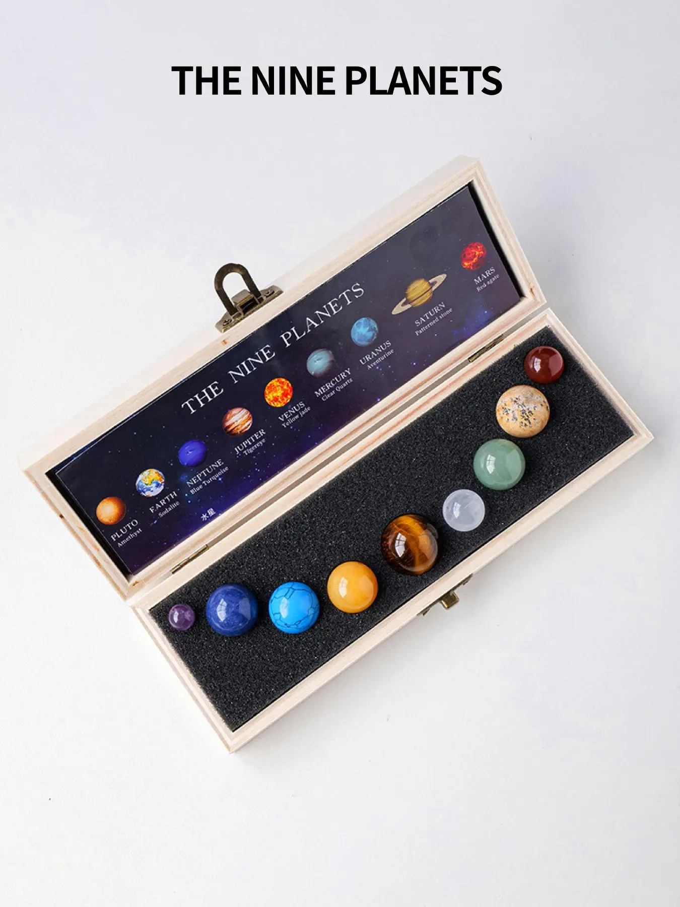 Natural Crystal Decoration, 9 Planets Design Crystal Decoration for Home & Car Decor, Crystal Planets in Storage Box, Universe Space Themed Decoration