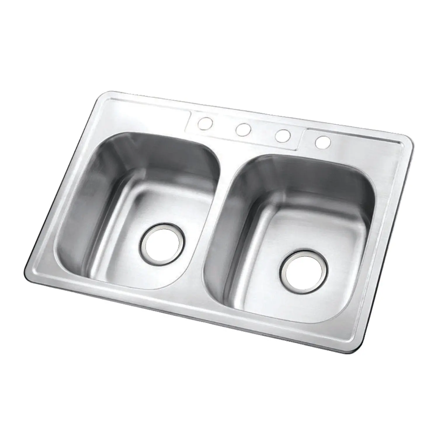 KINGSTON Brass Gourmetier 33" Double Bowl Kitchen Sink - Brushed
