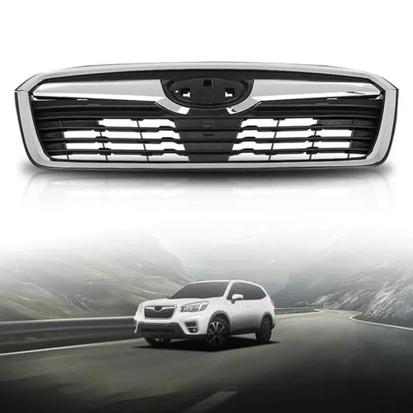 Fit For 19-21 Subaru Forester Front Bumper Upper Grille Assembly Black Chrome