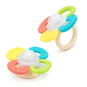 Baby Silicone Teether Toys 2PK For Infants 0-36 Months Teething Relief Toy Suction Cup Spinner Handheld BPA Free Food Grade Easy To Clean Gift For Newborns