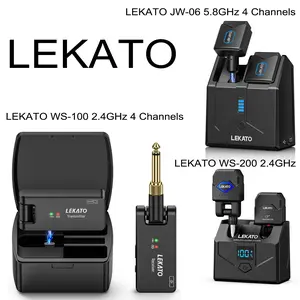 【Limited-Time Discounts】LEKATO WS-100 2.4Ghz Wireless Guitar System, with Charging Box,  Rechargeable Wireless Guitar Transmitter Receiver,  Wireless Audio for Electric Guitar Bass, Essential for Professional Guitarists,for Music Lovers Friends Gift