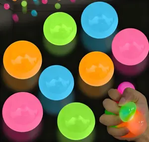 6cm Glow in the Dark Sticky Target Balls, Reusable No Residue Ceiling Balls, Soft Elastic Squeeze Toy, Washable Fidget Toys for Office Home, Bulk Party Favors