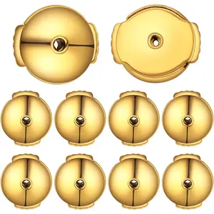 10pcs Locking Secure Earring Backs Hypoallergenic Stainless Steel Saucer Shaped Ear Backs Stoppers Replacements for DIY Studs Droopy Earrings Notched Posts