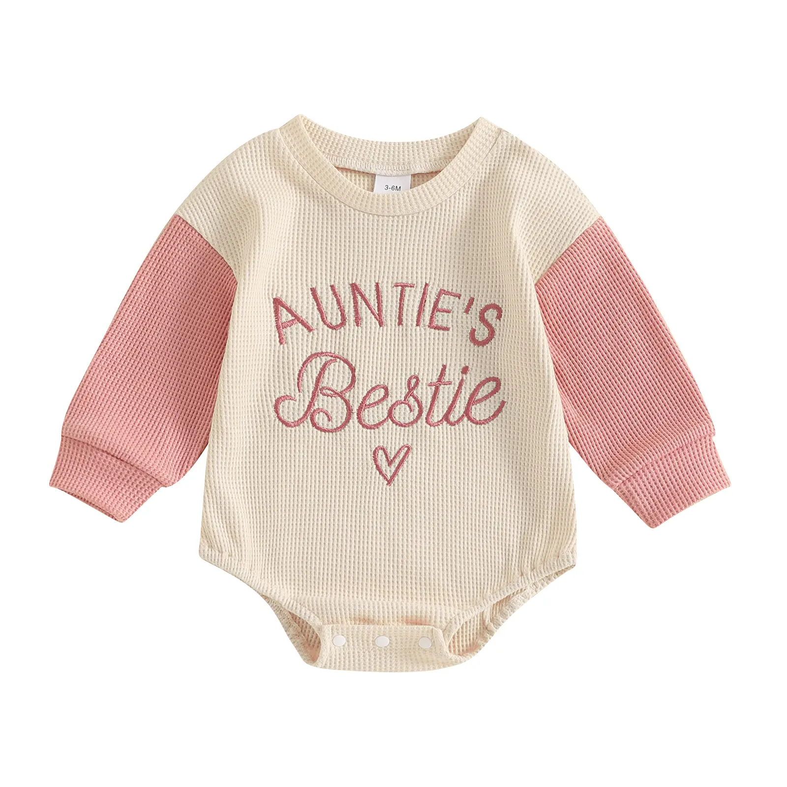 Newborn Baby Girl Auntie's Bestie Bubble Romper Waffle Long Sleeve Sweatshirt Onesie Bodysuit Jumpsuit Infant Spring Warm Outfit