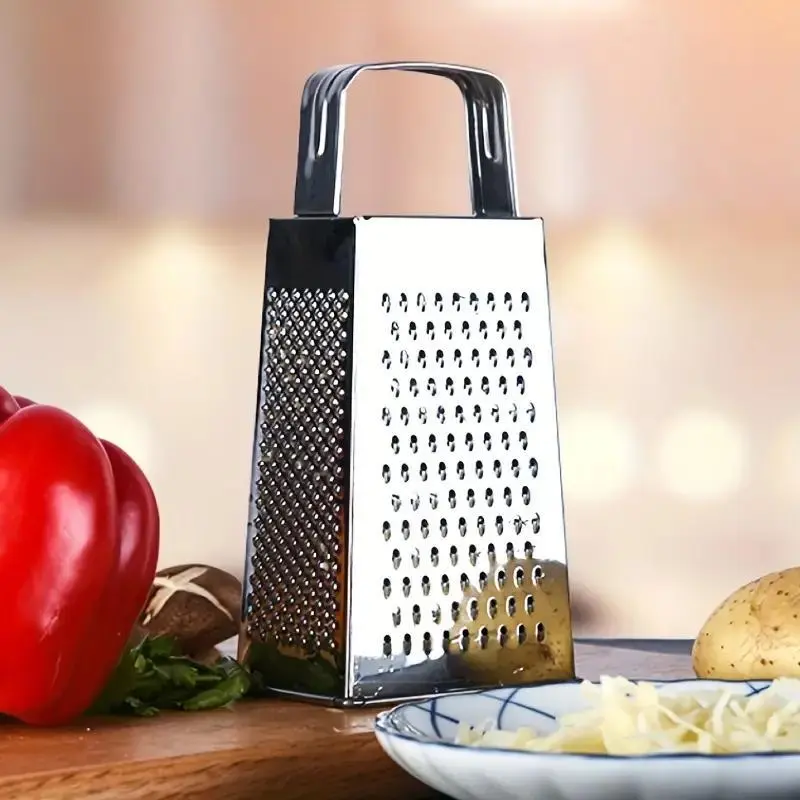4-sided Vegetable Grater, 1 Count Stainless Steel Vegetable Cheese Grater, Kitchen Gadget for Carrots and Potatoes, Kitchen Shredder, Household Kitchen Products, Kitchenware, Home, Vegetable Fruit Grater