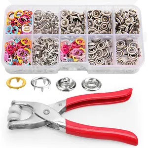100Pcs Invisible Colored Metal Buckles with 1 Manual Pressure Pliers, Seamless Sewing Kit for Clothing, Hat & DIY Craft, Portable Household Sewing Accessories Tool Set