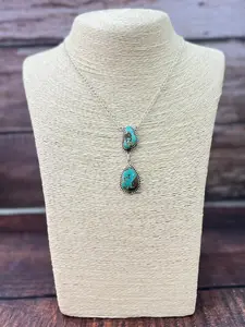 Handmade Sterling Silver Mantis Turquoise Necklace "Signed Nizhoni"