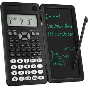 Scientific Calculator for Students with Notepad,  Middle and High School Supplies for Students, 82 MS Foldable 2-Line Display Science Calculator with Writing Tablet, Solar and