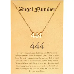 Old English Angel &amp; Number Necklace Numerology Jewelry for Women  Stainless Steel