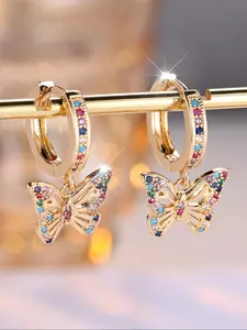 Butterfly Design Hoop Earrings, Fashionable Jewelry for Women & Girls, Trendy All-match & Exquisite Jewelry for Birthday Gift