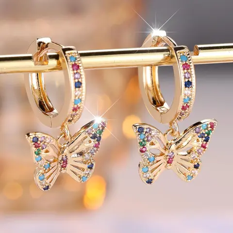 Butterfly Design Hoop Earrings, Fashionable Jewelry for Women & Girls, Accessories for Women, Fashion Chic Accessories, Trendy All-match & Exquisite Jewelry for Birthday Gift, Daily Gift Earrings