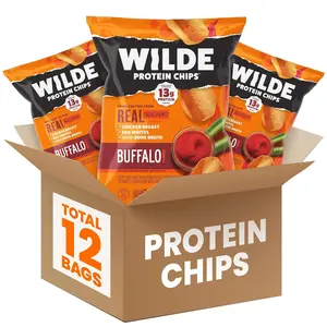 WILDE Protein Chips Buffalo Style, High Protein Keto Snack, 13g Protein Chicken Chips, Gluten Free, Low Carb Chips