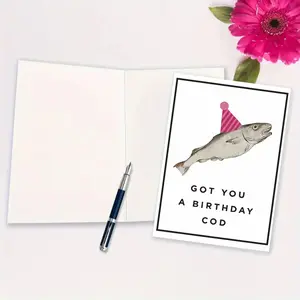 1Set, Double Entendre Birthday Card / I Bought You a Birthday Cod / Funny Birthday Card / Funny Birthday Card for Him / Fishing Gift for Him Including Envelope