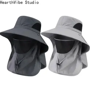 Outdoor Sun Hat for Men & Women – Wide Brim UPF Protection Fishing Hat with Neck Flap & Detachable Face Cover, Quick-Dry Breathable Mesh, Adjustable Safari Cap for Hiking, Camping & Summer Travel