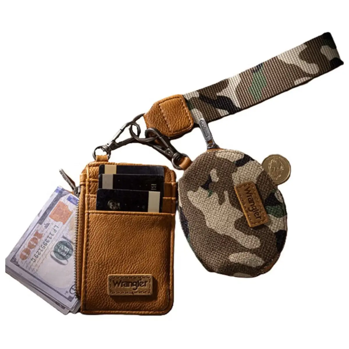 Wrangler Camo Print Dual Pouch Wristlet