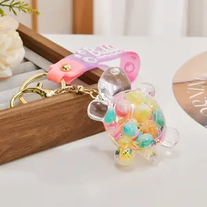 Popular creative oil quicksand turtle keychain schoolbag pendant blind bag keychain pendant phone charm gift