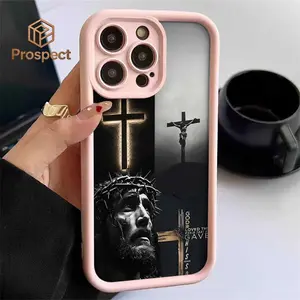Pink Frame Phone Case with Jesus Crown of Thorns Cross & Bible Verse , For Galaxy S25, S24, S23, S22, S21 PLUS, FE And Ultra,Galaxy A33 Compatible With For Iphone17 Pro Max, 16, 15, 14 And 13. It Makes A Perfect Gift For Birthdays, Holidays,