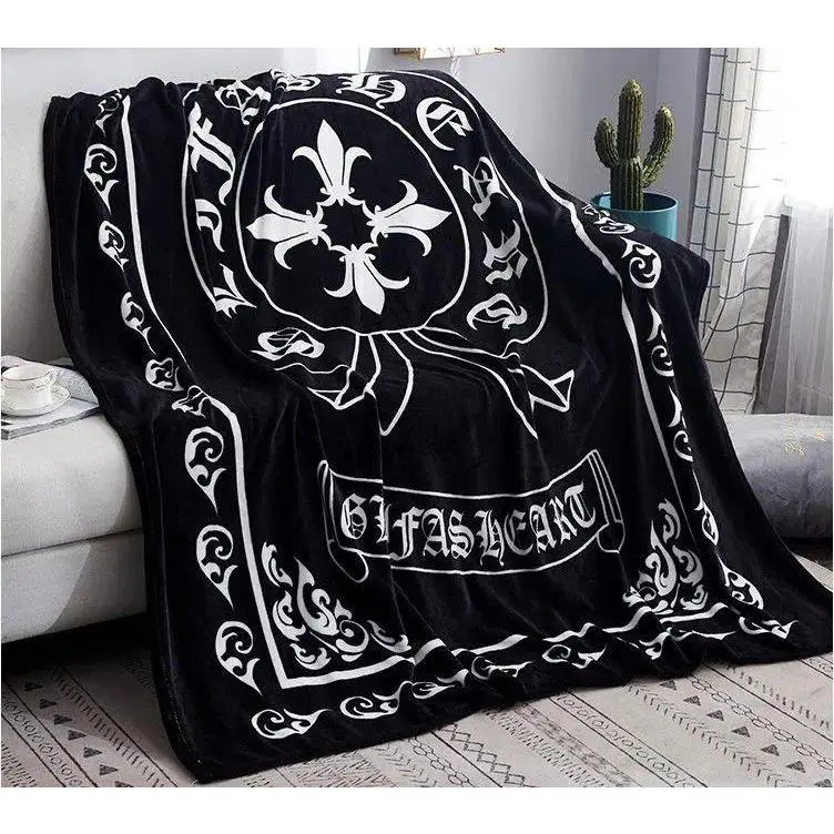 Throw Blanket Chrome Cross Heart Blanket Lightweight Napping Sofa Blanket Plush Flannel Blanket Quilt Durable Fleece Blanket warm nap blanket soft flannel shawl