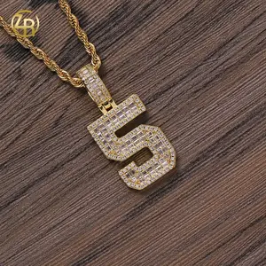 Hip-Hop Style Numeric 0-9 Pendant Necklace Copper with Zircon Couple's Jewelry Party Accessory Birthday & Christmas Gift SF-595