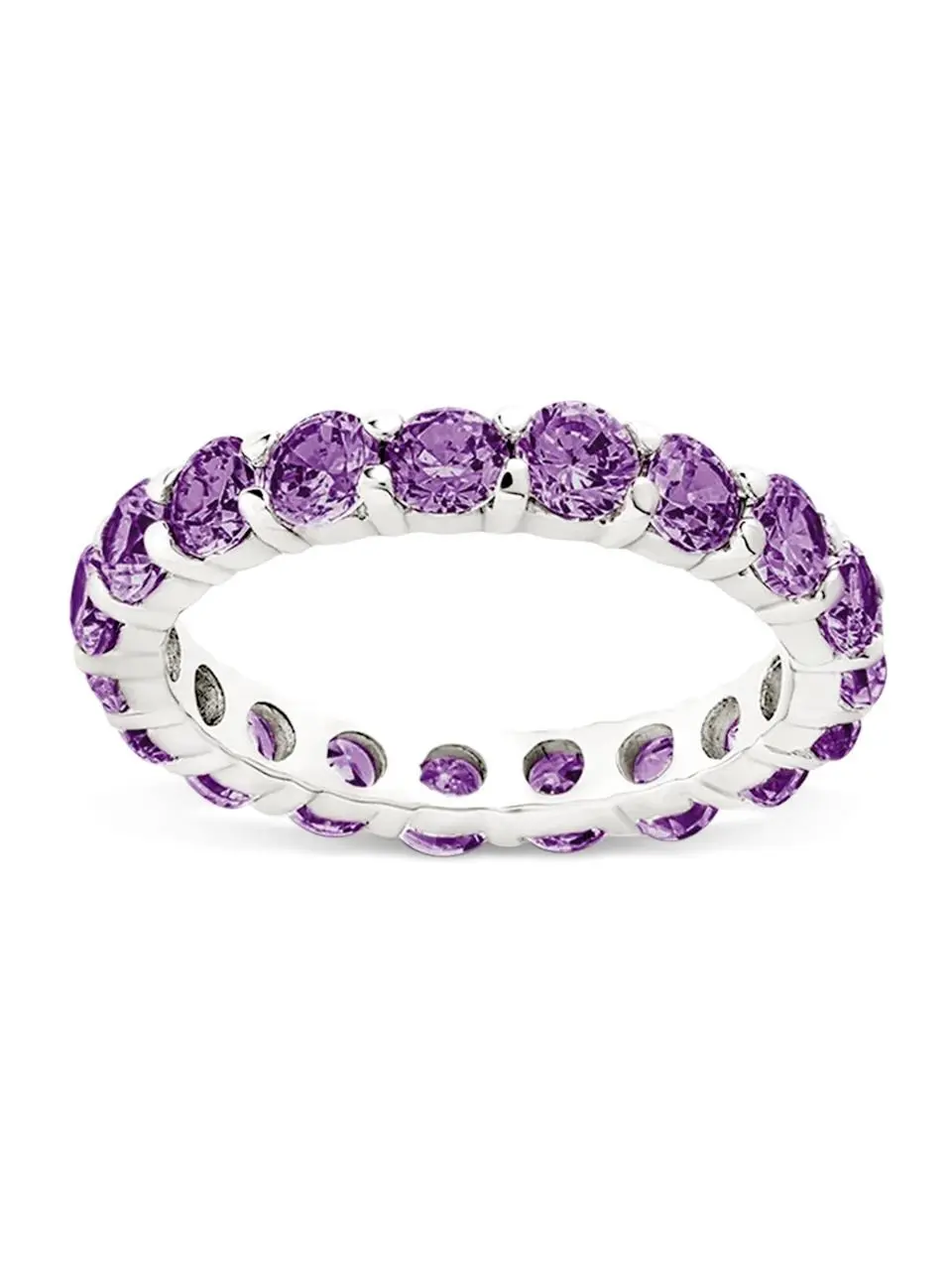 Sterling Silver Gracie Amethyst CZ Eternity Ring