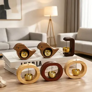 Magnetic Solid Wood Dopamine Wind Chime - Suction-Type Brass Door Entry Reminder, Hanger, Doorbell Ornament for Home Decor