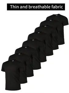 Men's Quick-Dry Short Sleeve T-Shirt Set, Breathable Lightweight Fabric, Soft Comfort, Running Fitness, Casual Daily Wear, Sporty Breathable Comfy, Activewear Clothing, Athletic Workout Clothing, Summer Athletic Wear, Quick Dry Sportswear