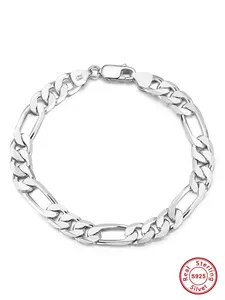 925 Sterling Silver Punk Style Figaro Chain Adjustable Link Bracelet, Fashionable Jewelry for Women & Men, Trendy All-match & Exquisite Jewelry for Birthday Gift