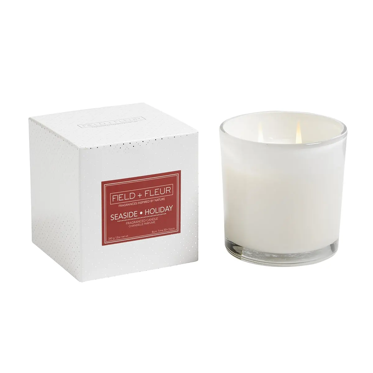 SEASIDE HOLIDAY Woody-Floral Aroma Decor Jar Candle, Field + Fleur 2-Wick 12 oz Scented Home Decor Candle