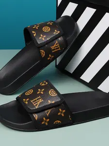 Men's PU Leather Sandals, Lightweight Breathable Sports Slides Toe Open Slippers Anti-Slip Casual Shoes, Indoor Outdoor Street Beach All-Season Footwear