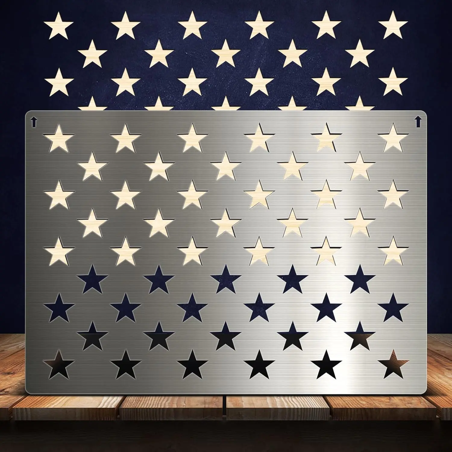 American Flag 201 Stainless Steel 50 Stars Stencil Metal Templates for Carving on Wood Fabric Paper Walls Art Artists' Drawing (50 Stencil- Large)