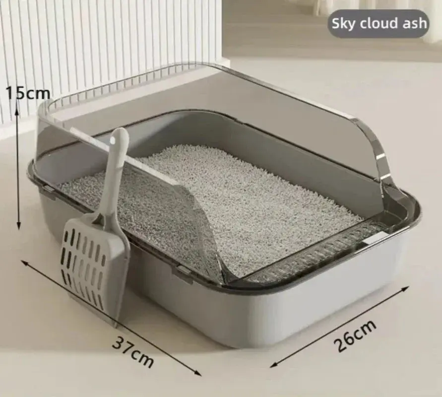 Kitty Sandbox Cat Litter Box – Semi-Enclosed Splashproof Design for Easy Cleaning and Odor Control