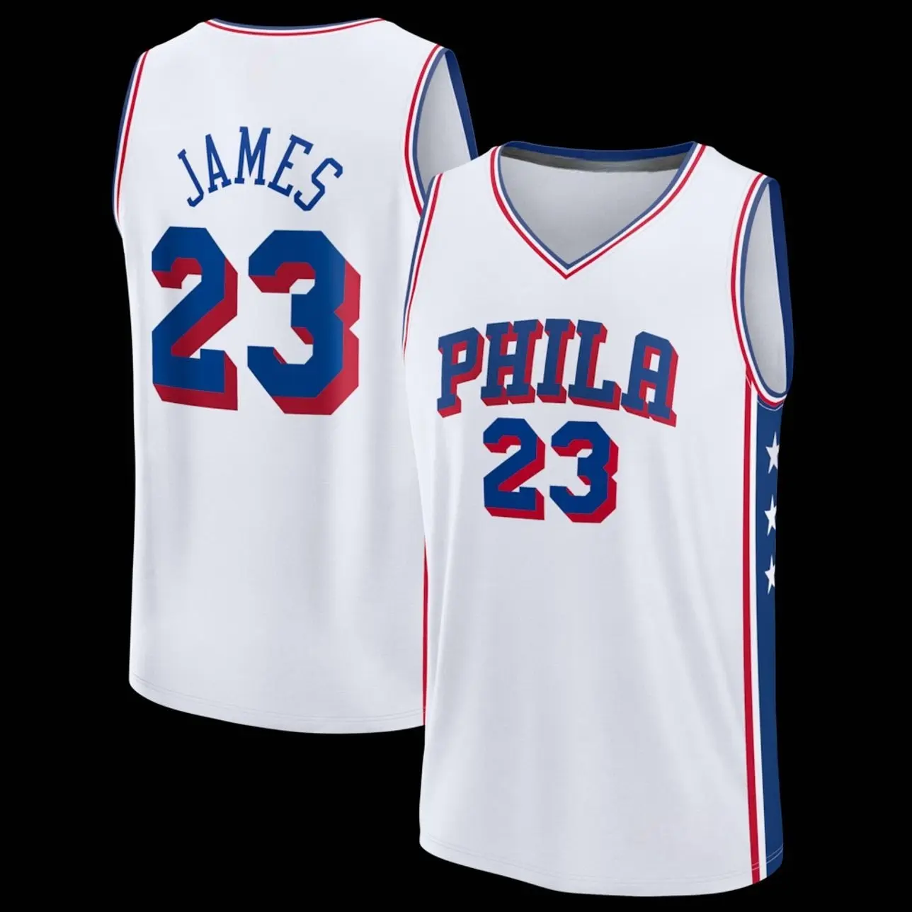 Unisex Basketball #23 James Philadelphia Team Fast Break Jersey - Association Edition - White