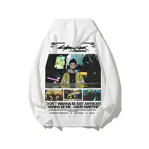 cyberpunk edgerunners david and lucy print pure cotton hoodie pullover hoodie anime merch independent design soft skin friendly street fashion trendy anime clothing