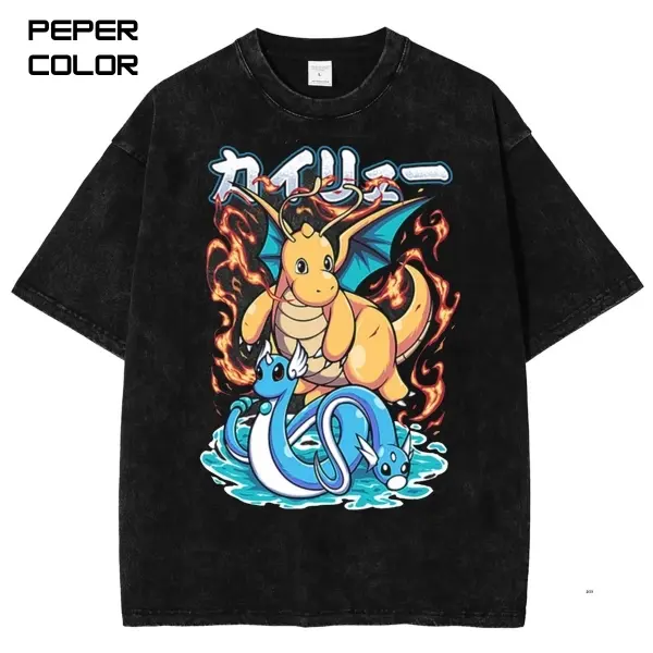 Vintage PXDragonite Graphic T-Shirt, PKM Anime Shirt, Anime Vintage T-Shirt, Stylish Crew Neck Short Sleeve T-Shirt, Unisex Streetwear shirt, Gift for Him Her, Gift for fans Menswear Top