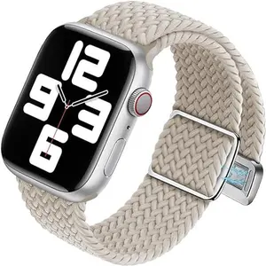 Braided Elastic Nylon Watch Band Compatible with Apple Watch 38mm 40mm 45mm 49mm for Women Men, Loop Soft Stretchy Wristband Strap with Magnetic Closure for iWatch SE Series 8/7/6/5/4/3/2/1